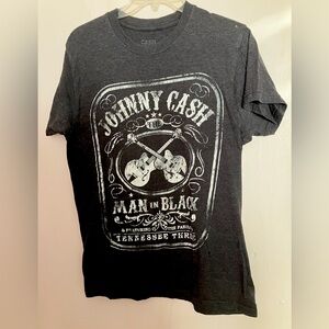 Johnny Cash “The Man in Black” Men’s T -Shirt, Medium, Dk Gray/White